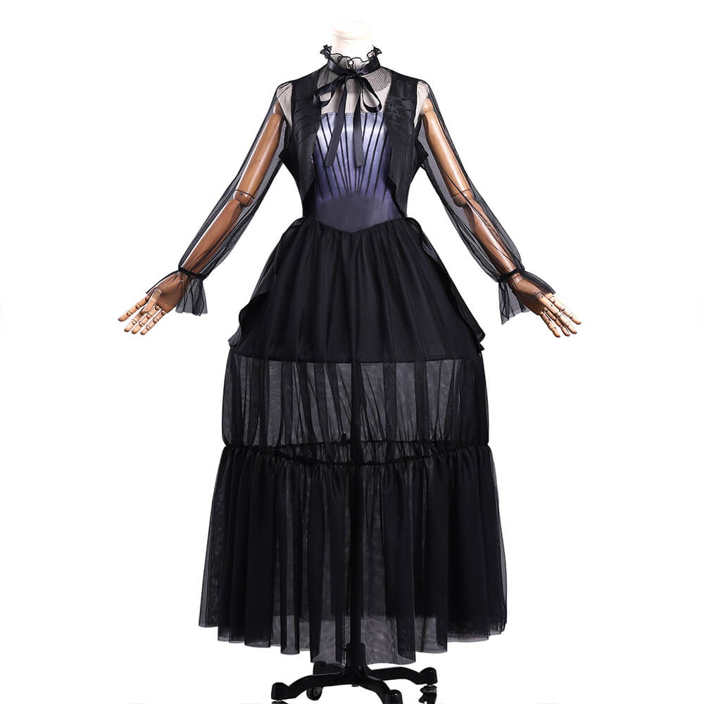 WakuWaku-N Wednesday Cosplay Black Evening Dress Women Costume