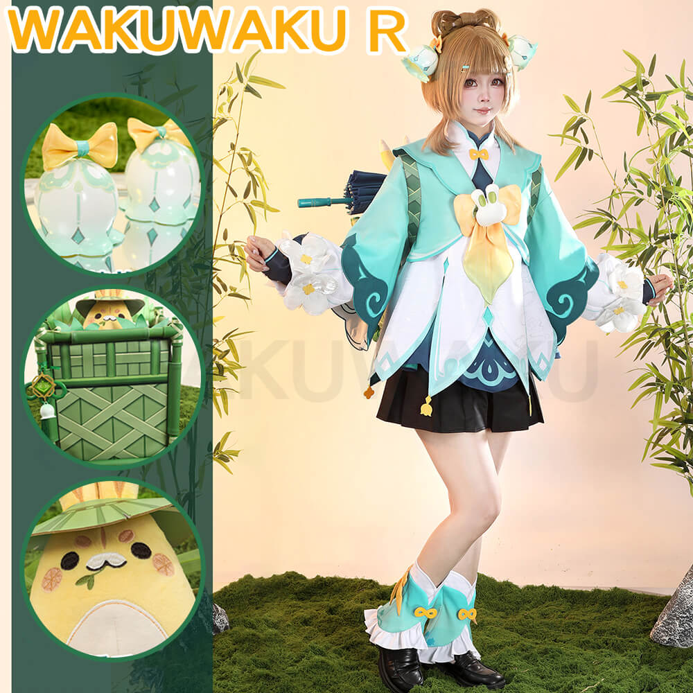 Game Genshin Impact Yaoyao Cosplay Lantern Rite Green Suit