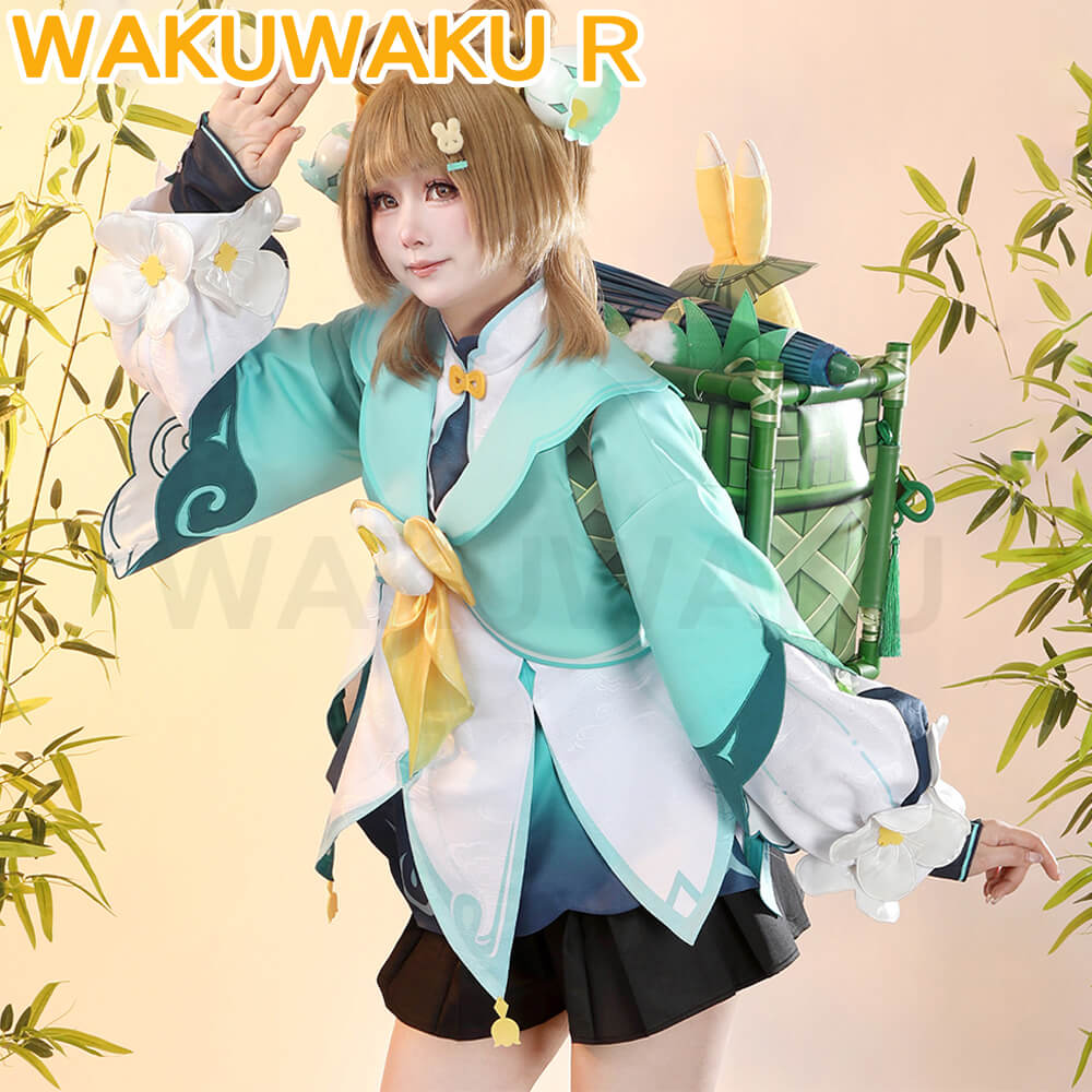 Game Genshin Impact Yaoyao Cosplay Lantern Rite Green Suit