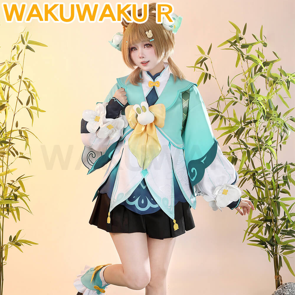 Game Genshin Impact Yaoyao Cosplay Lantern Rite Green Suit