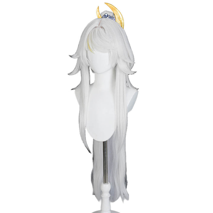 Zibai Cosplay Wig Game Genshin Impact WakuWaku Women Long 100cm White Wig