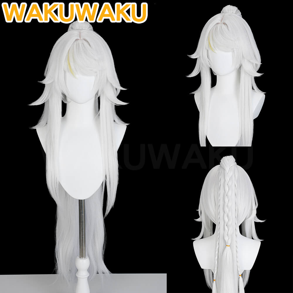 Zibai Cosplay Wig Game Genshin Impact WakuWaku Women Long 100cm White Wig