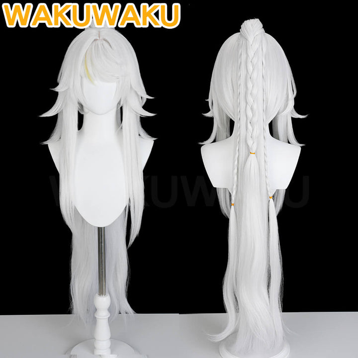 Zibai Cosplay Wig Game Genshin Impact WakuWaku Women Long 100cm White Wig