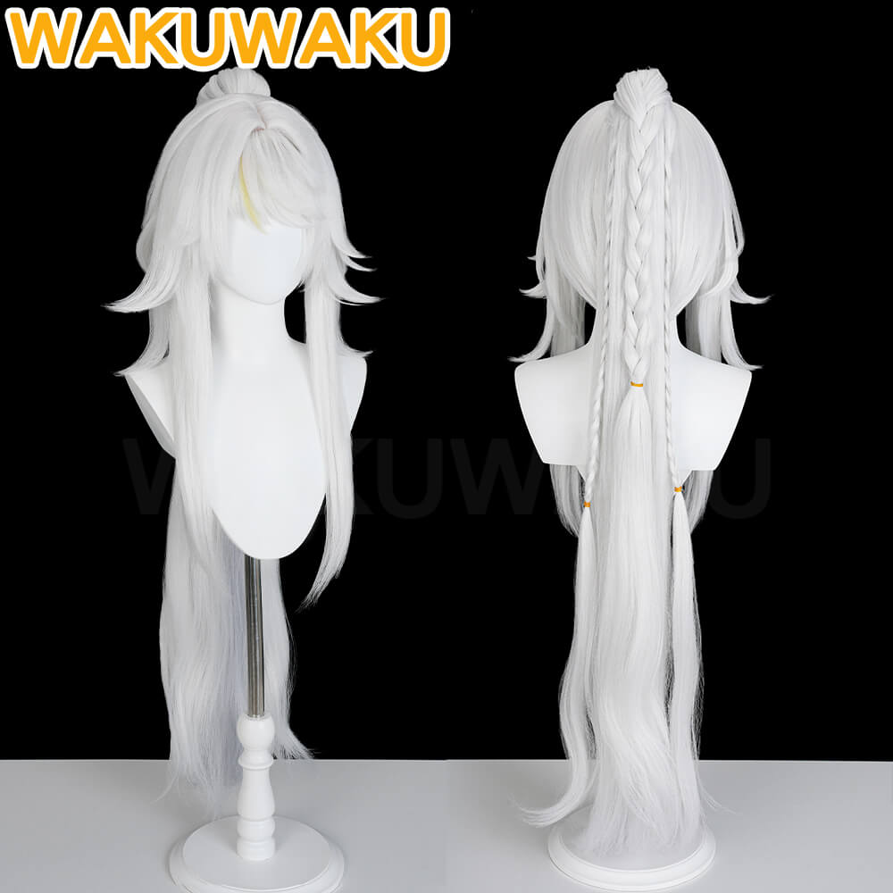 Zibai Cosplay Wig Game Genshin Impact WakuWaku Women Long 100cm White Wig