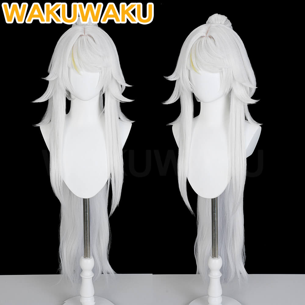 Zibai Cosplay Wig Game Genshin Impact WakuWaku Women Long 100cm White Wig