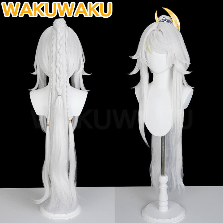 Zibai Cosplay Wig Game Genshin Impact WakuWaku Women Long 100cm White Wig