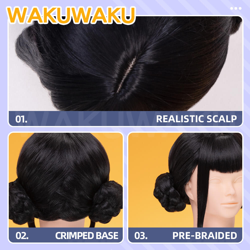 【Children Ver】In Stock Movie Anime Wig Cosplay WakuWaku Women Short Black Hair