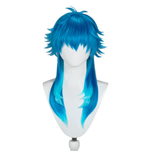 DokiDoki Game DRAMAtical Murder Cosplay Seragaki Aoba Wig Long Straight Wig Cyan-Blue Gradient Hair Sly Blue