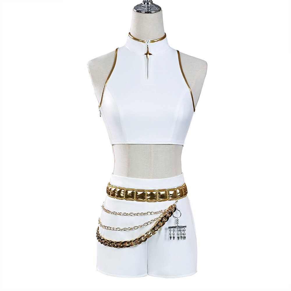 【In Stock】Wakuwaku-N Movie Anime Kpop Killer Cosplay Costume White Golden Suit