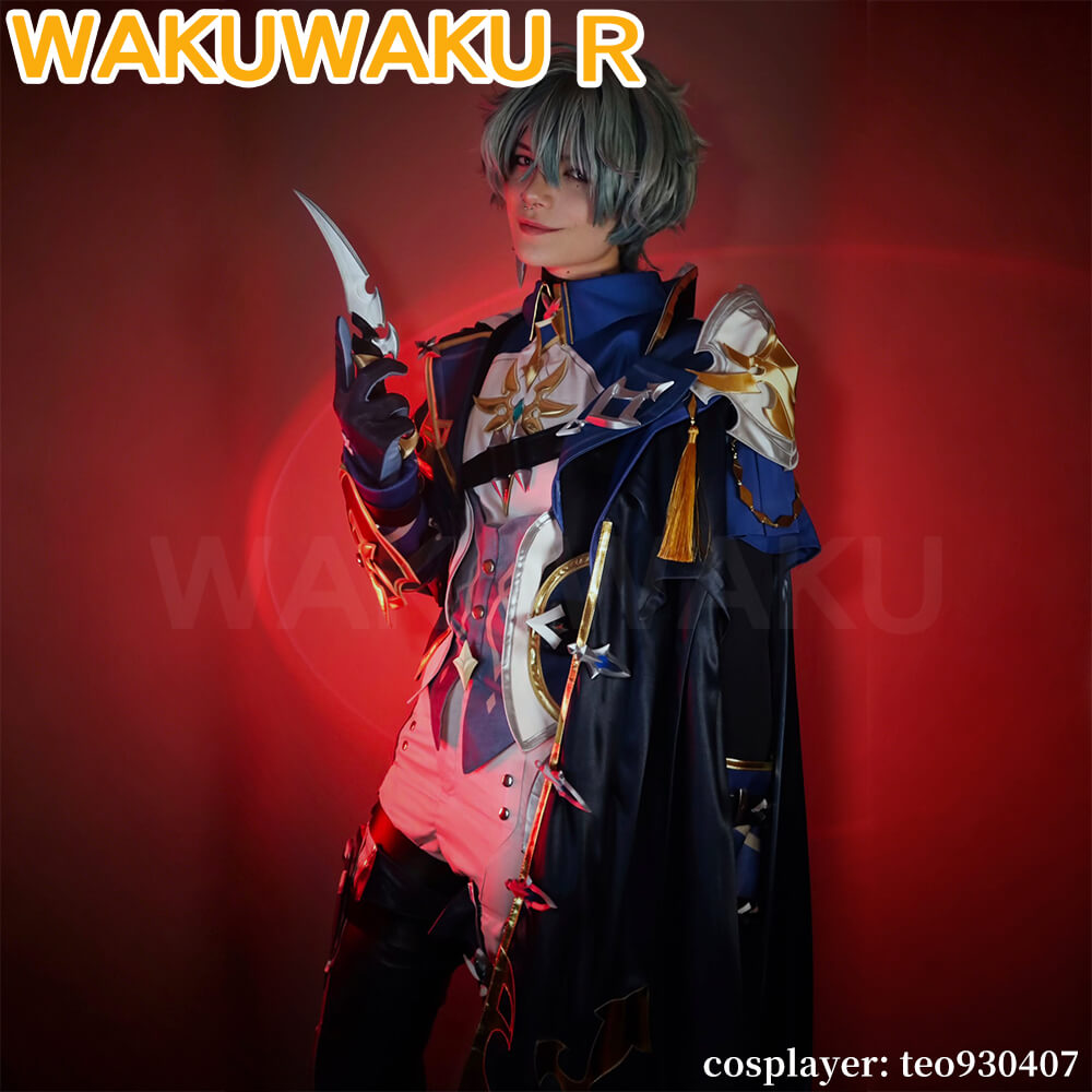 【In Stock】【S-2XL】WakuWaku-R Game Genshin Impact Lohen Cosplay Blue Suit Knights of Favonius Cosplay