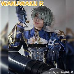 【In Stock】【S-2XL】WakuWaku-R Game Genshin Impact Lohen Cosplay Blue Suit Knights of Favonius Cosplay