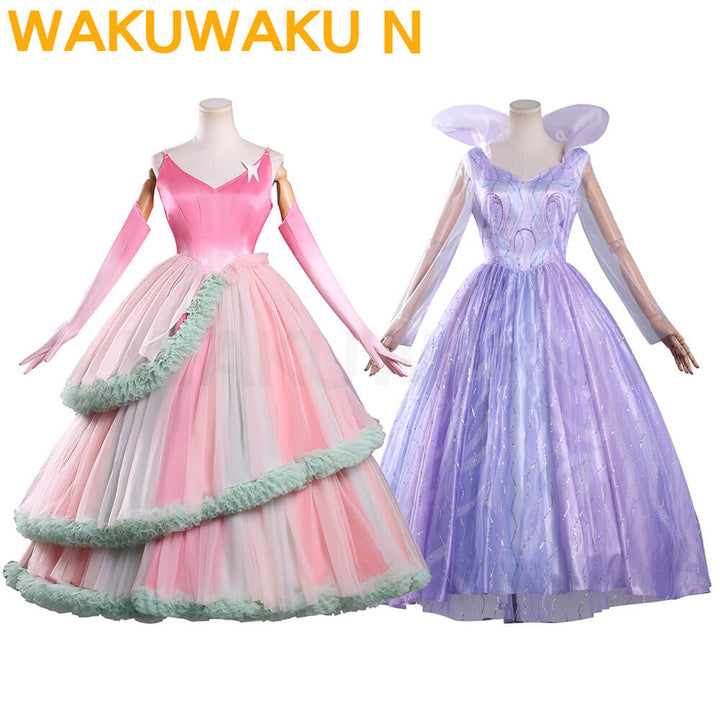 【In Stock】Glinda Cosplay Costume WakuWaku-N Wicked Pink Purple Colorful Dress Halloween