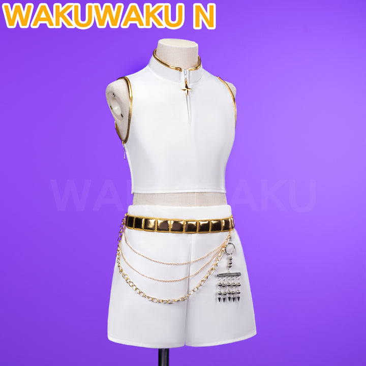 【Children Ver】In Stock Rumi Cosplay Costume Cosplay WakuWaku-N Kids White Suit Halloween Family Kids Cosplay