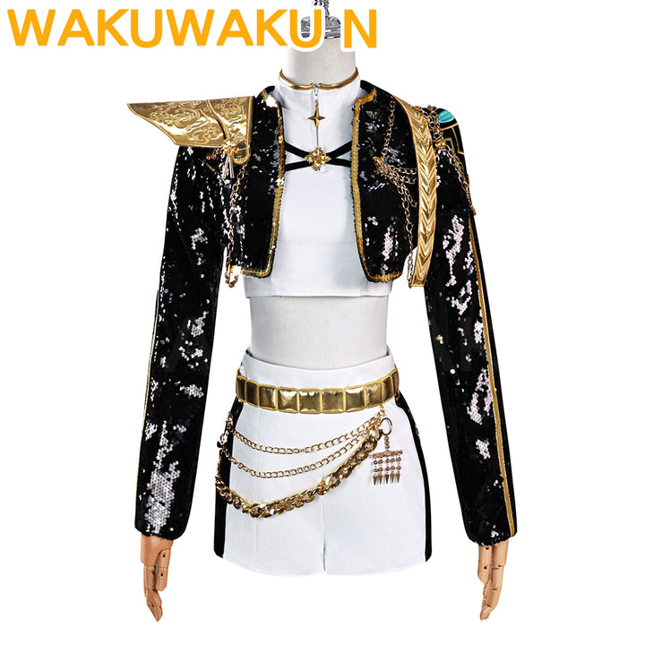 【In Stock】WakuWaku-N Movie Anime Kpop Killer Cosplay Costume Black Golden Stage Suit