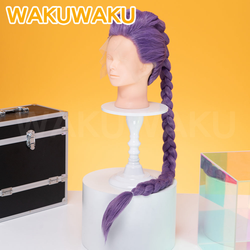 【Children Ver】In Stock Rumi Front Lace Wig Cosplay WakuWaku Kids Halloween Rumi Cosplay 100cm Long Purple Hair